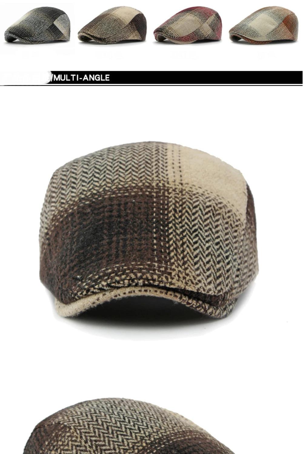 HT4238 Berets New Plaid Artist Painter Beret Hat Male Female Spring Autumn   Flat Caps for Men Women Retro Beret Caps