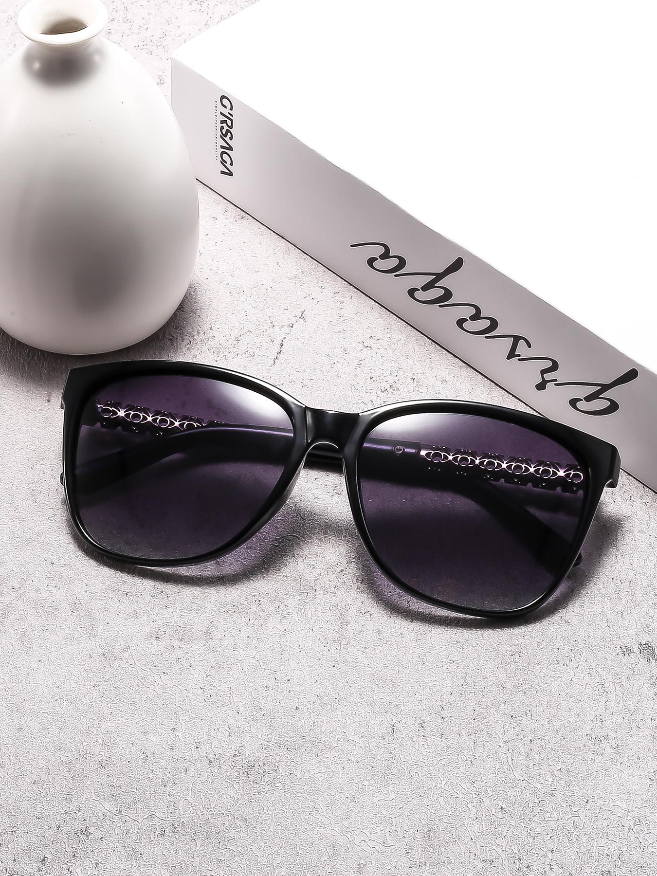 Women's Ombre Lens Square Sunglasses, Trendy Casual Sunglasses for Everyday Use, Fashion Accessories for Outdoor Activities