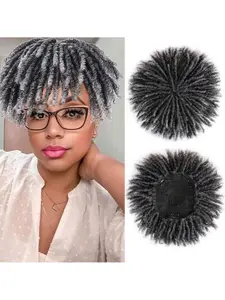 Locs Braided Synthetic Wig Soft Short Wig Dreads for Women and Men，Dreadlock Hair Topper Clip in Braided Hair Extension