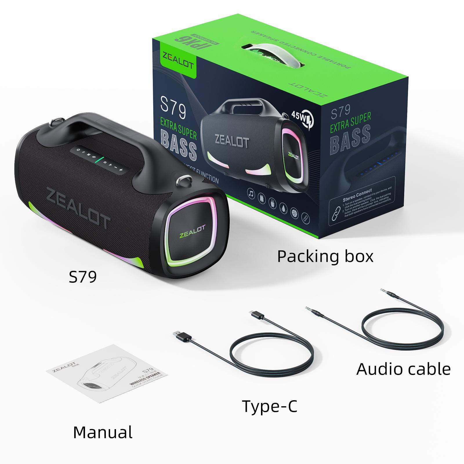 ゆ*ま様 ZEALOT S79 ワイヤレススピーカー ブラック 新品未開封 ZEALOT S79 100W Wireless Speaker, Portable Waterproof Outdoor