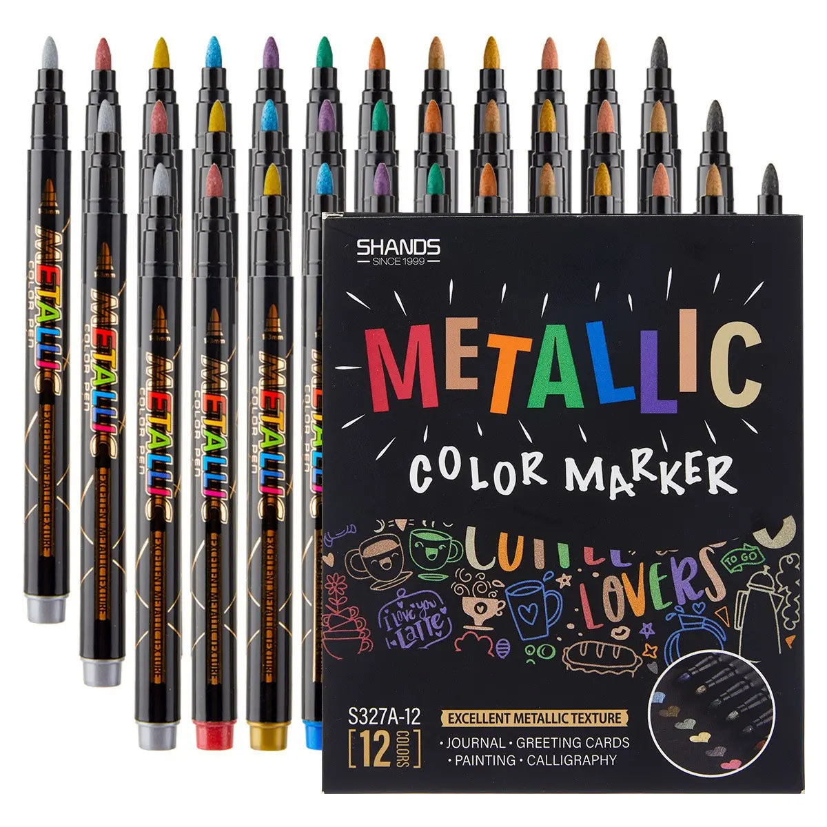 12-Color Metallic Paint Pens: Quick-Dry, Waterproof, Opaque Markers for Glass, Plastic, Ceramic, Wood, Stone & Metal. Ideal for DIY Art, Crafts, Home Labeling & Creative Projects. High Coverage.