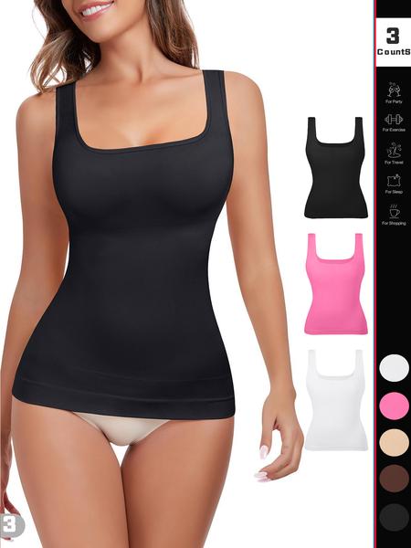 Women Tummy Control Shapewear Tank Tops Seamless Square Neck Compression Tops Slimming Body Shaper Camisole