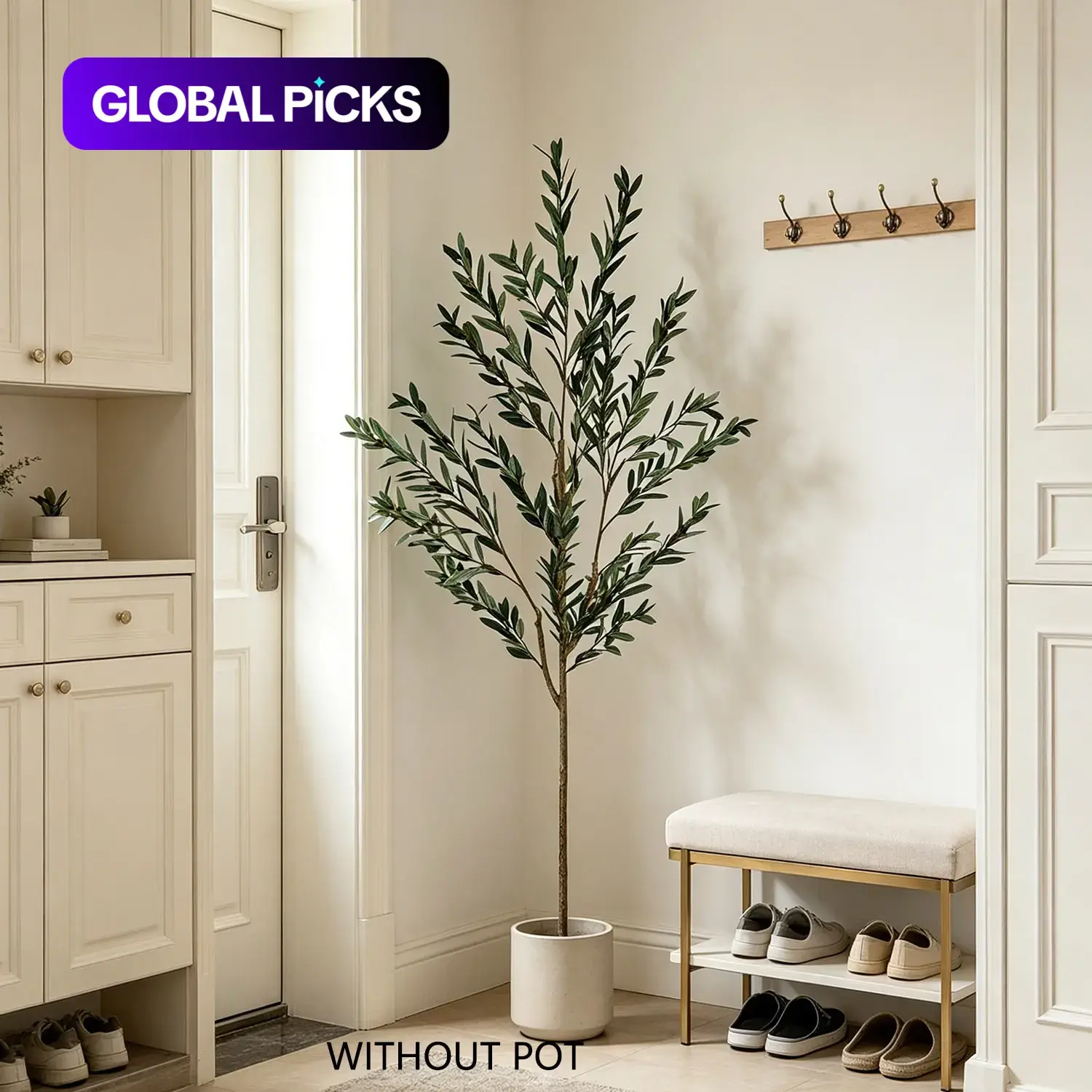 80-195cm Artificial Decorative Olive Tree with Elegant Leaf Design (without pot) suitable for balcony, living room, wedding storefronts. Ideal for Easter, Christmas, and Thanksgiving indoor outdoor decoration #GLOBAL PICKS