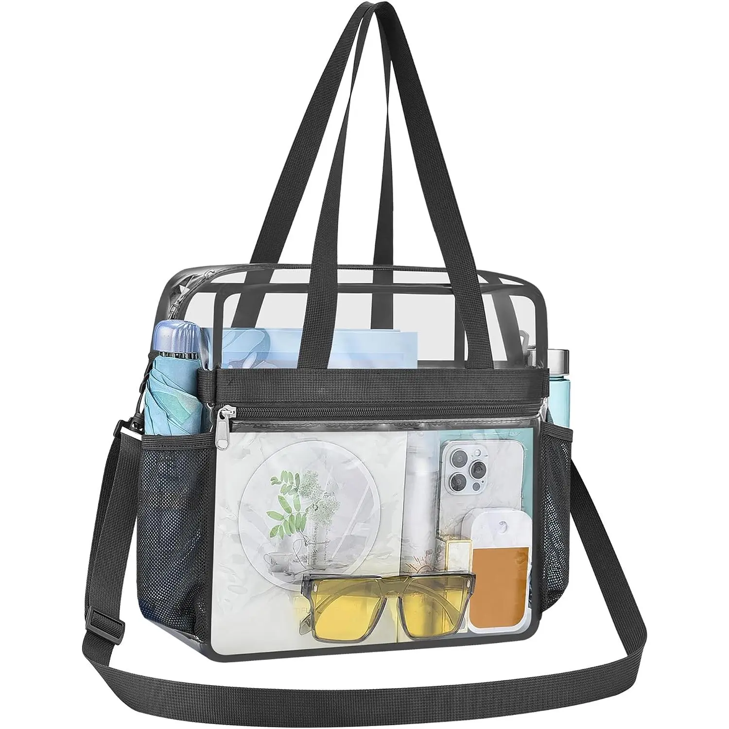 Clear Tote Bag for Stadium Events 12×6×12 Stadium Approved | Transparent Crossbody Bag with Adjustable Strap for Work   Concerts Gym