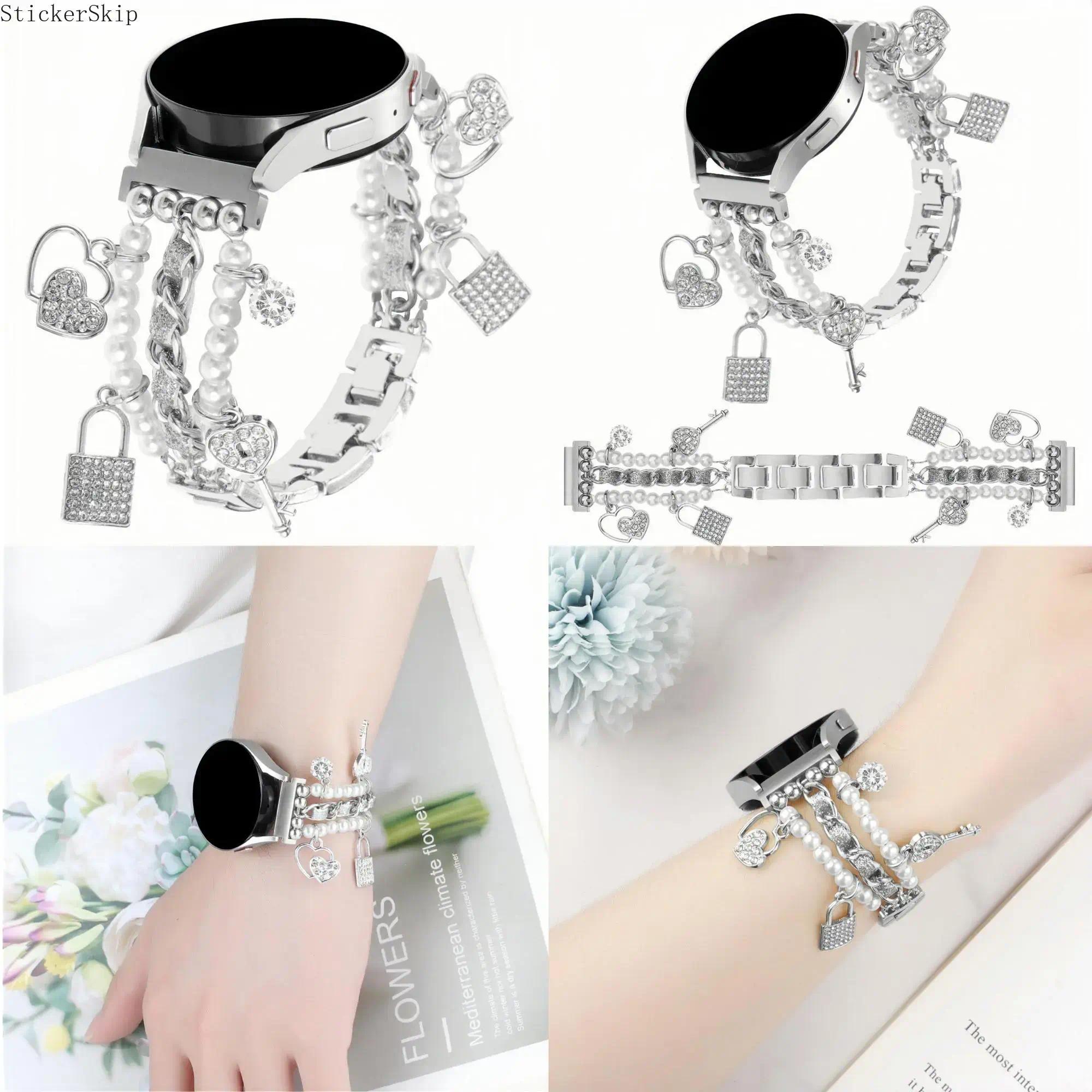 2026 Trendy Pearl & Rhinestone Samsung Galaxy Watch Band – Elegant Jewelry Style Strap Compatible with Watch 7/FE/6/5/4 (40/44mm), Classic, 5 Pro & Active 2, Shiny Adjustable Bracelet for Women, Party, Daily Wear & Gift