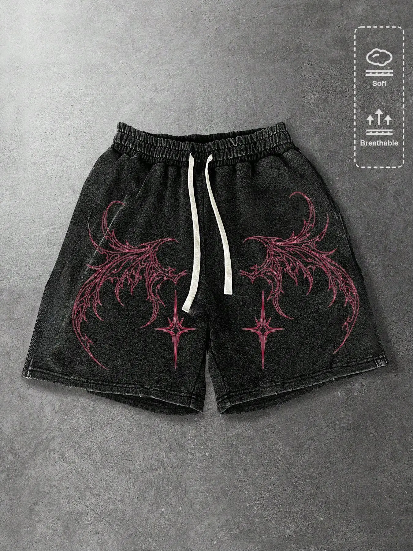 Unisex Y2K Gothic Print Cotton Breathable Shorts, Chic Casual Style, Comfortable & Stylish, Perfect for Everyday Wear