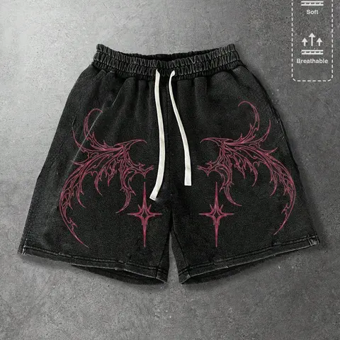 Unisex Y2K Gothic Print Cotton Breathable Shorts, Chic Casual Style, Comfortable & Stylish, Perfect for Everyday Wear
