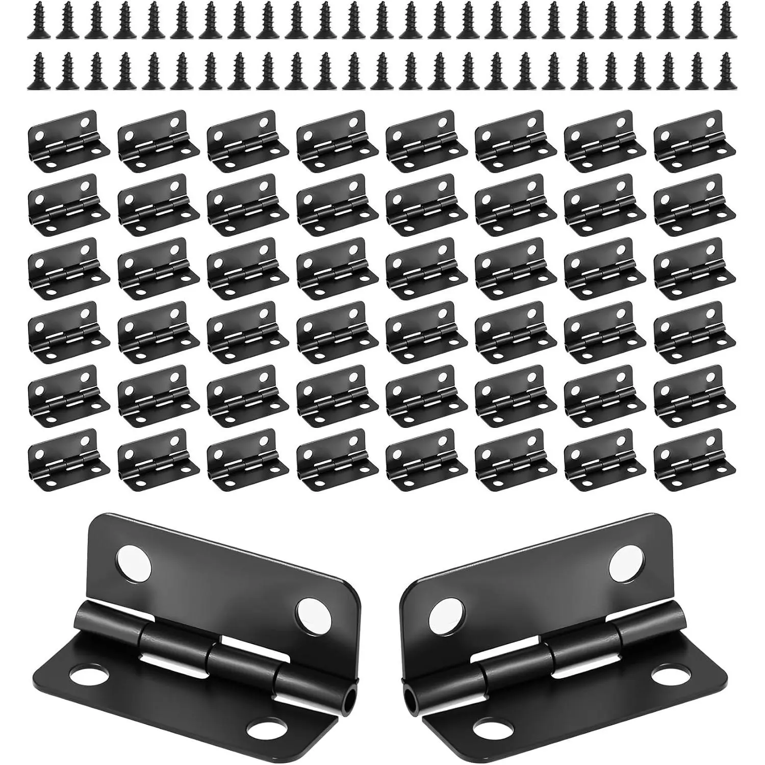 50 Pairs Small Hinges, Cabinet Folding Metal Small Hinges for Wooden Box | Mini Hinges with Screws for  Box,  Case, DIY Crafts, and Small Boxes
