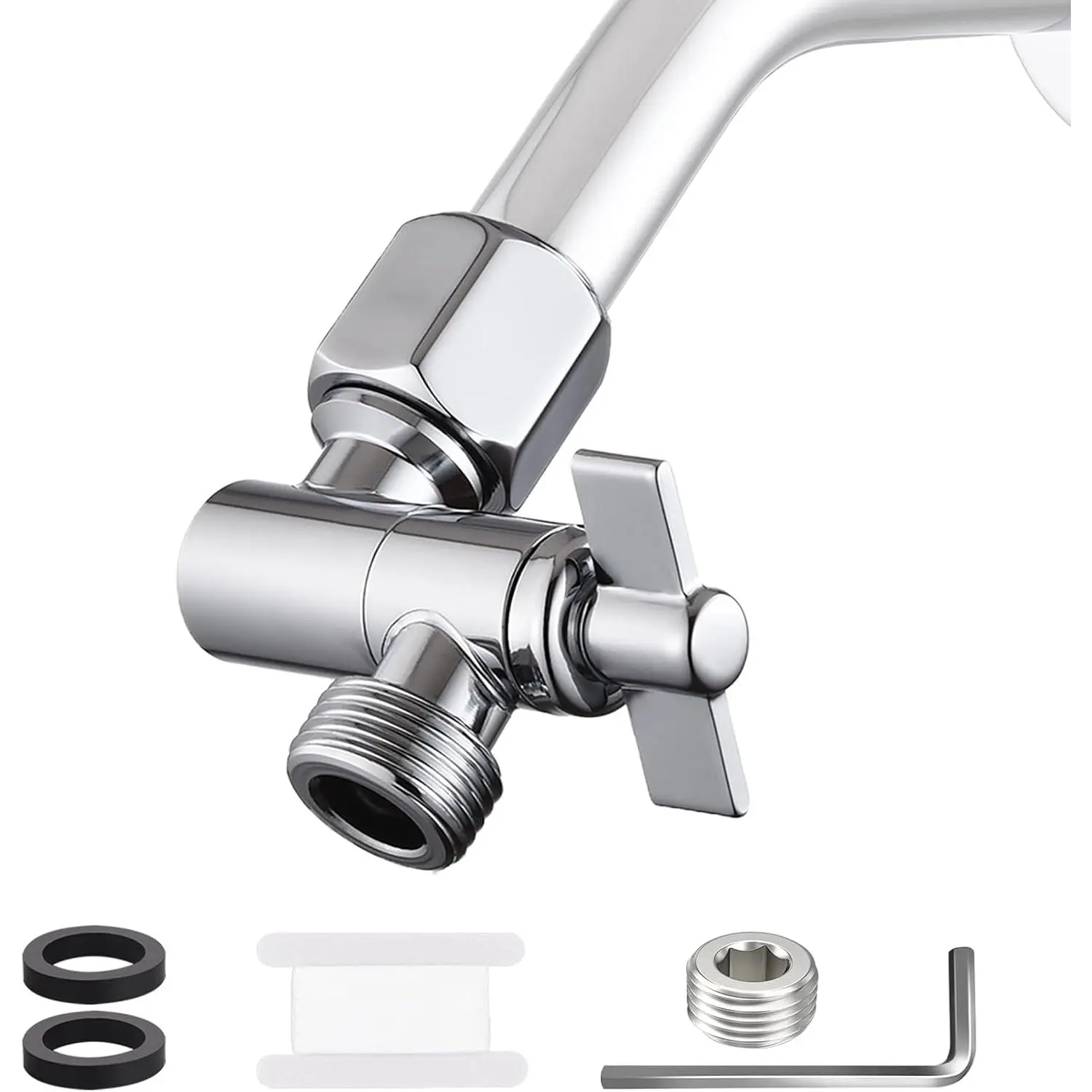 Adjustable Shower  Extension Adapter, 304 Stainless Steel Shower Angle Adapter, Shower Arm Extension Connector for Shower Heads, Chrome