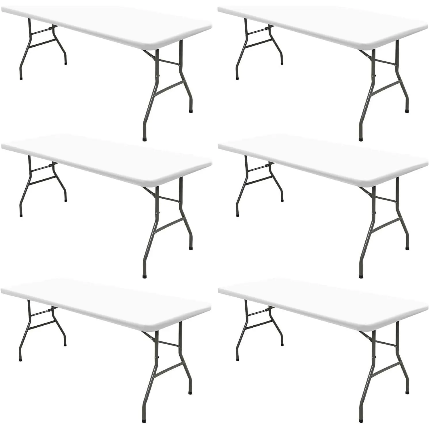 6 Pack Picnic Table Cover Fitted Tablecloths 6 Foot Rectangle Tables Elastic Waterproof Stretch Washable Patio Folding Outdoor Spandex Table Cloth for Camping Banquet and Parties (White,30" x 72")