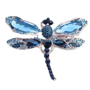 Luxury men Fashion Dragonfly rhinestone Brooch Large Retro Gothic Insect pins Coat Clothing Accessories
