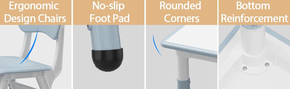 Garvee Adjustable Toddler Table and 2 Chairs Set with Graffiti Desktop, Non-Slip Design, Suitable for Home, Daycare, Preschool, Nursery, Ideal for Ages 2-8, Available in Beige and Blue