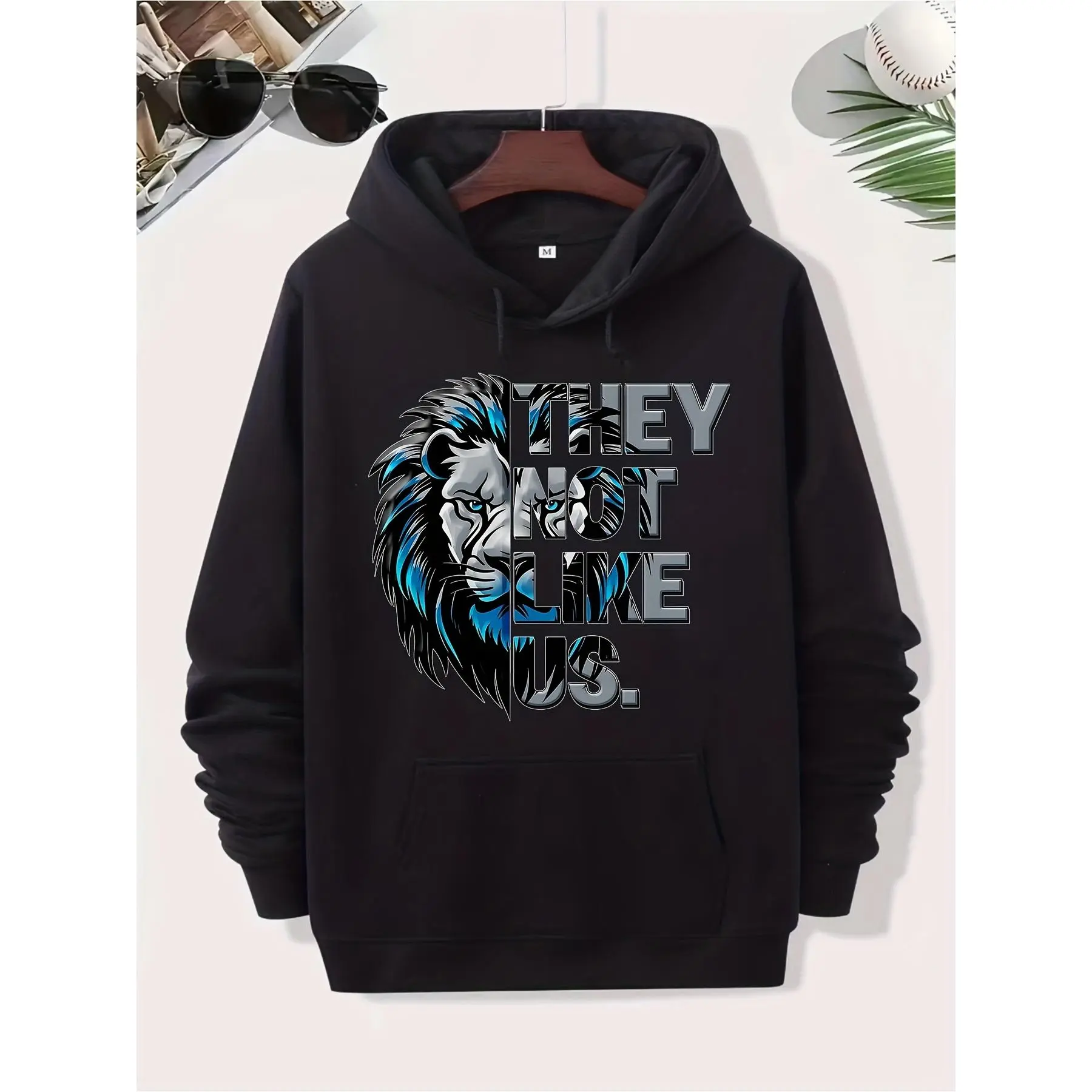 Detroit Football Fan Hoodie - "They Not Like Us" Graphic Print, Streetwear Sweatshirt with Pocket, Durable Casual Wear for Game Day & Everyday Outfits (Detroit Team Pride Design)