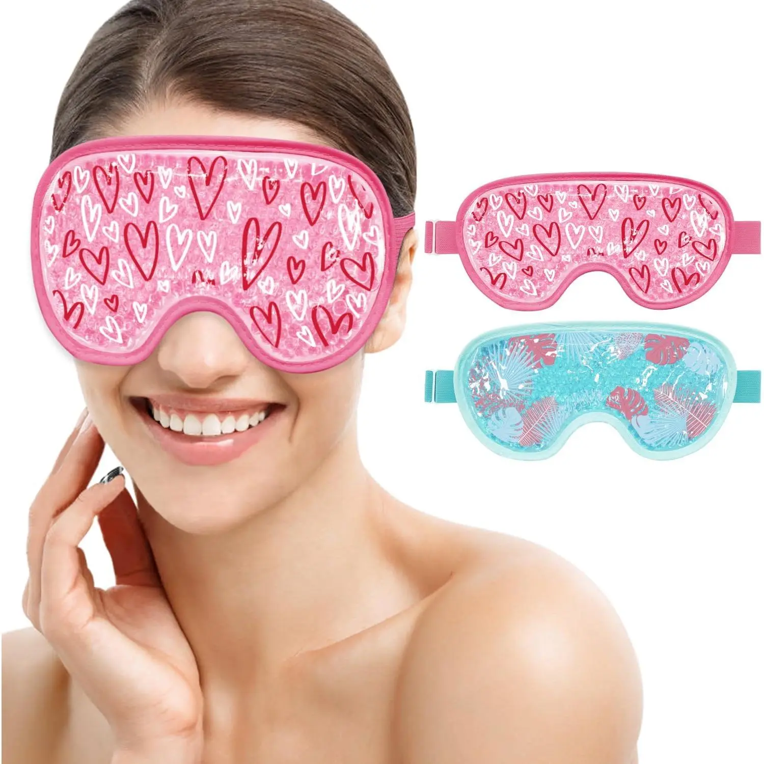 Cooling Eye Mask Cold Eye Compress Mask for Puffy Eyes, Reusable Eye Ice Pack Gel Ice Eye Mask for Tired Eyes, Eyes Surgery, Migraines, Stress Relief, Itchy Eyes, Skin Care, Eye Spa 2PCS