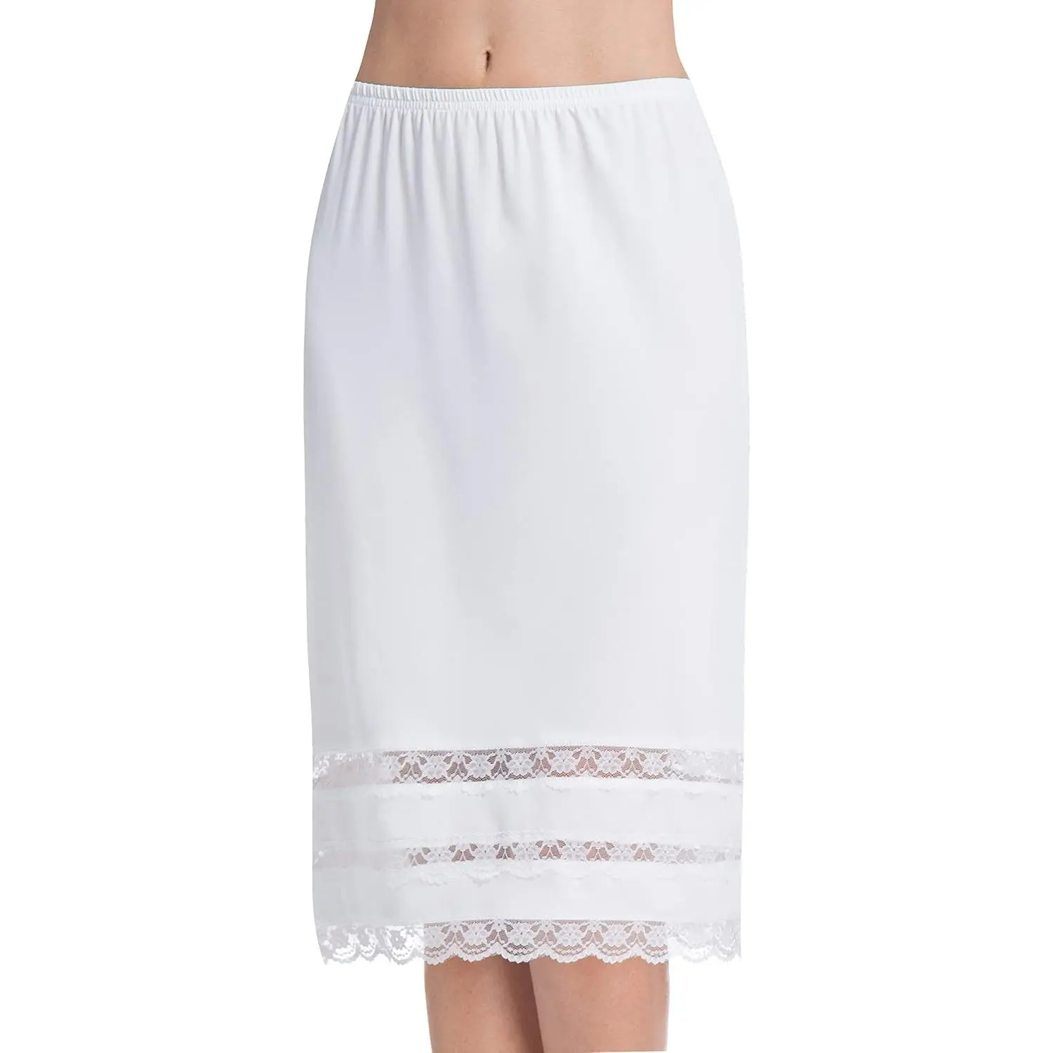 Half Slips for Women Underskirt Dress Extender Lace Trim Knee Length Midi Skirt 19-26" Length