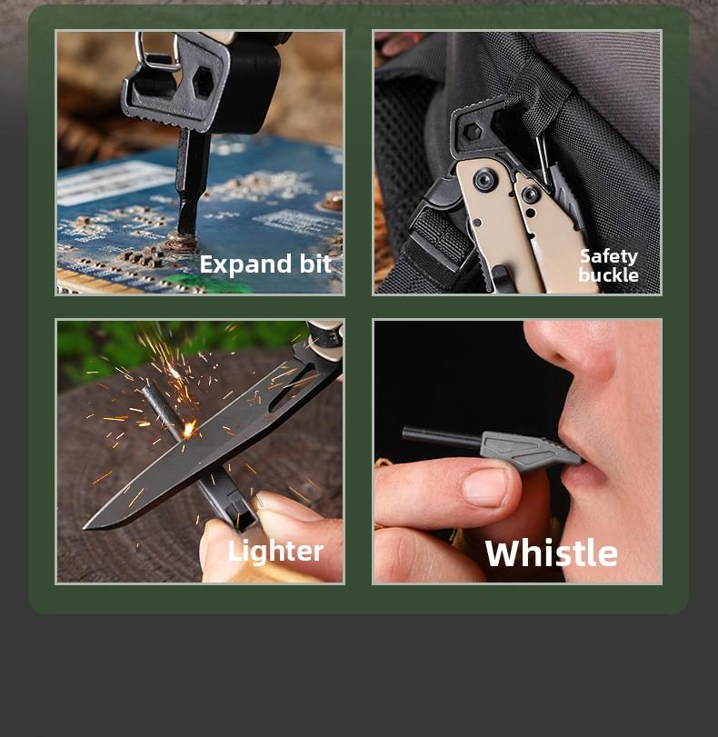 25-in-1 Multifunctional Survival  Pliers - Stainless Steel Outdoor Camping  with Fire Starter, Screwdriver Bits & Safety Whistle for Emergency & Daily Use micro  tech   tenable   gerber     men sharp surgical carbon steel  blade camping knives