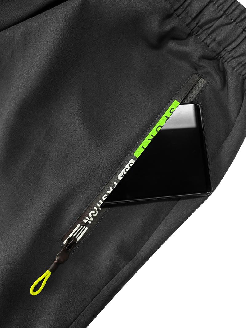 Women's Straight-Leg s Fitness Pants, Casual Outerwear Long Pants, Thin Breathable Contrast Color Zipper Pocket Design, Versatile for Multiple Scenarios