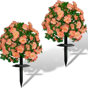 Outdoor Artificial Flowers, Fake Outdoor Plants, Bionic Topiary Balls, 2-Piece Set, Garden Decor for Front Yard, Courtyard