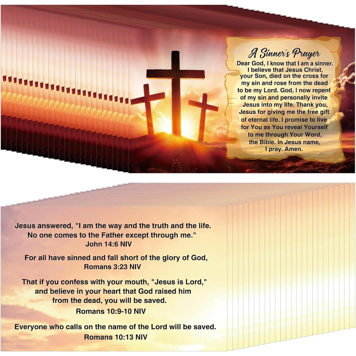 300 Pcs Bulk Bible Tract Salvation Cards Prayer Gospel Pocket Holy Postcards Christian Bible Verses Wallet Planner Bookmark for Men Women Witnessing Ministering Tool