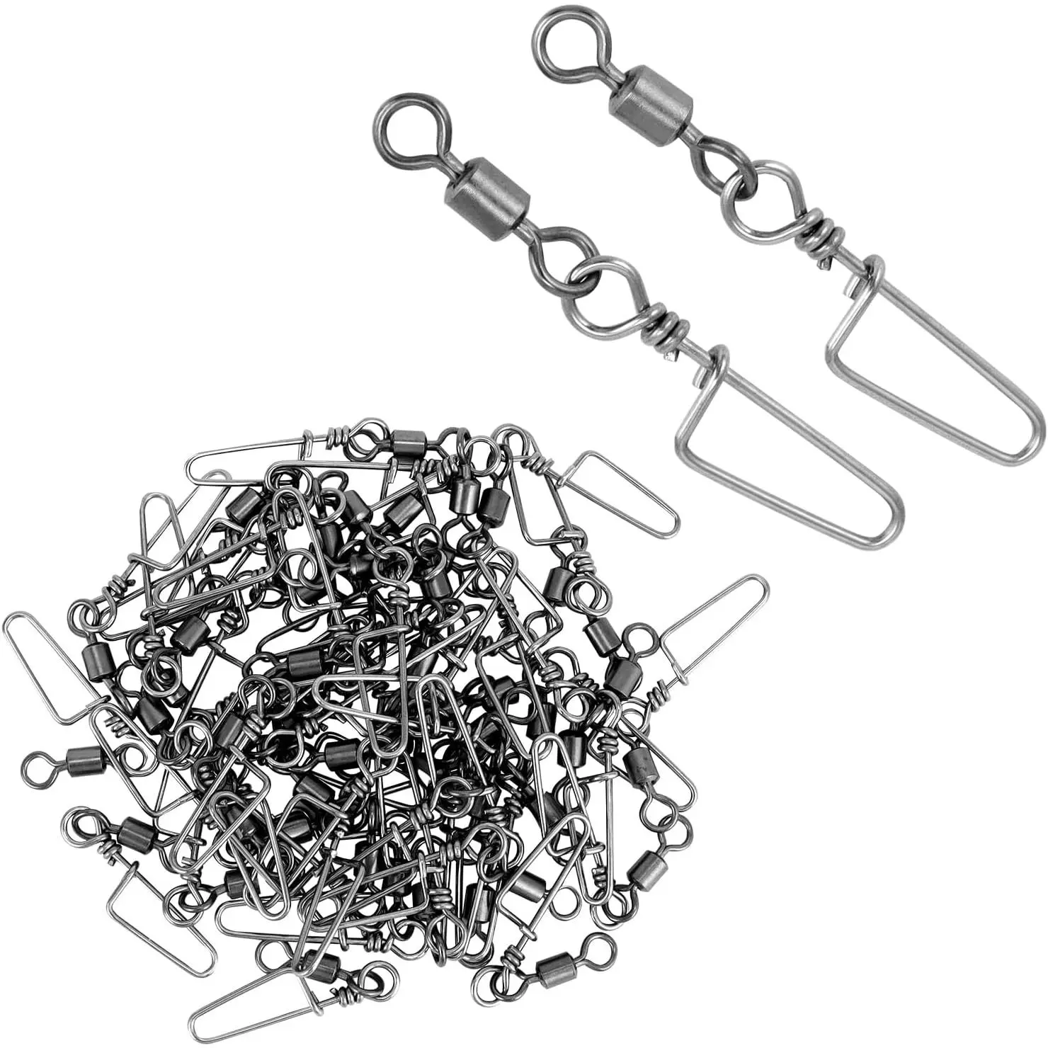 Ball Bearing Snap Swivels, 25 count 180lb Saltwater Barrel Swivel Connectors, Stainless Steel Snap + Copper , 360° Rotation for Fishing Lures Leaders, Freshwater Offshore
