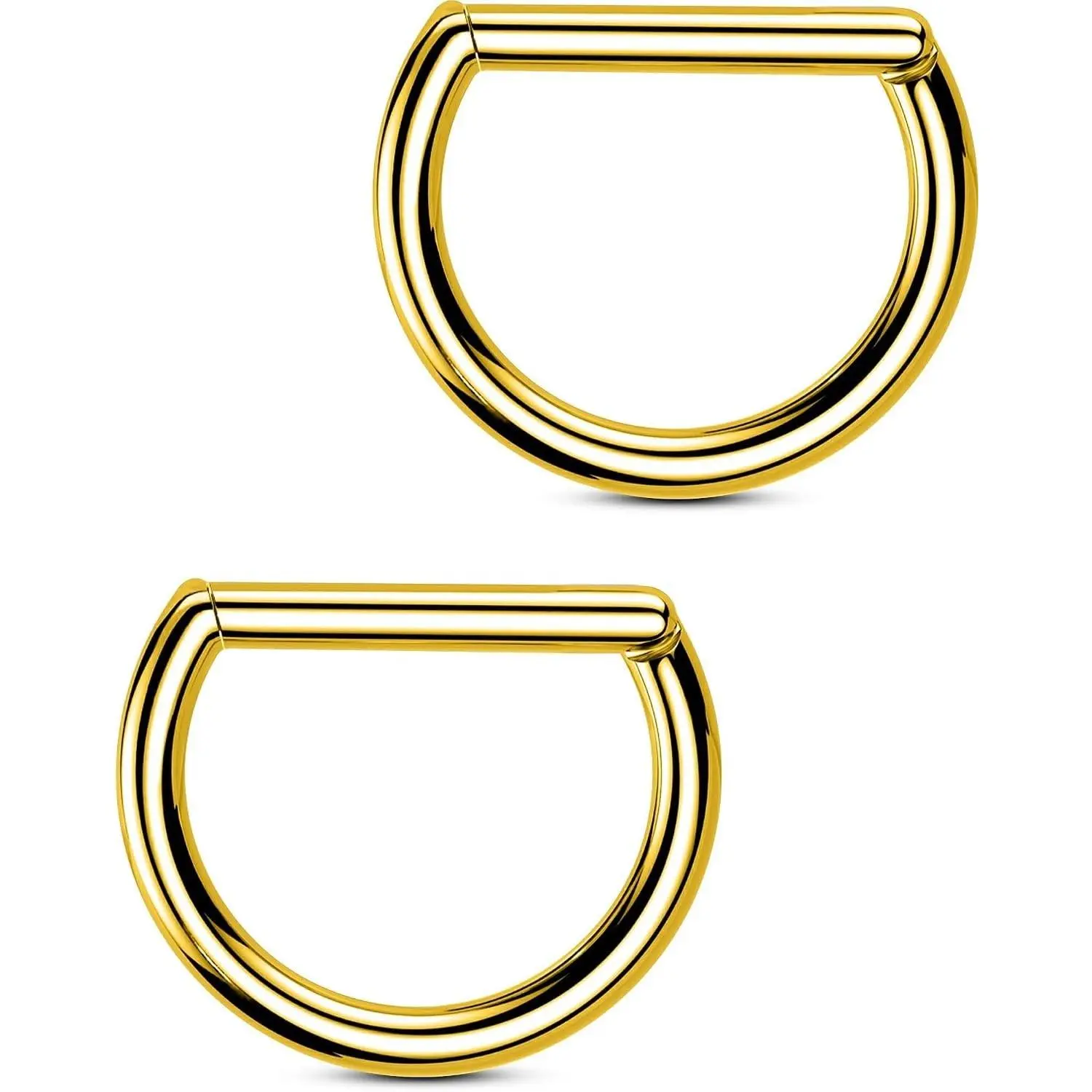 2PCS Titanium D-Shaped Nipple Rings, 14G Clicker Septum Daith Lightweight Body Piercing Jewelry for Women Men 14MMGift