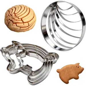 Stainless Steel Concha & Marranito Pastry Stamp Set – Traditional Mexican Baking Tools for Sweet Bread, Cookies, and Creative Pastries (2PCS)