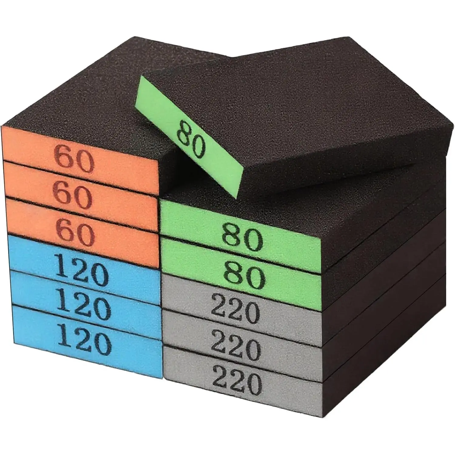 12 Pack Sanding Block, 60/80/120/220 Grit Sanding Sponge, Washable and  Sandpaper Block, Sandpaper for  and Drywall, Sand Paper for  Furniture and Wall Repair