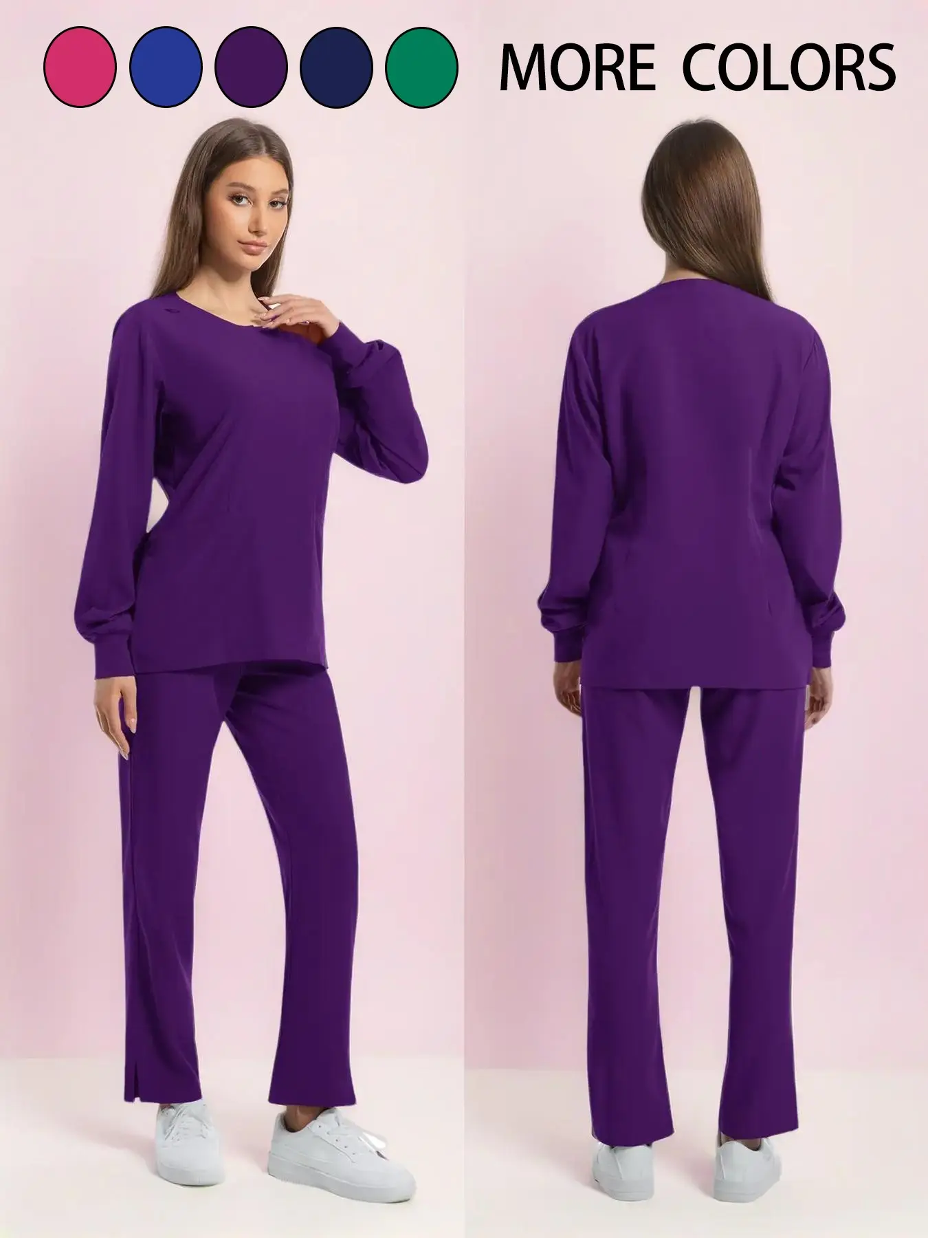 Women's nurse uniform medical surgical gown set, elastic, comfortable, lightweight, with 4 pockets, anti-pilling and breathable, suitable for all seasons, suitable for hospitals, clinics, and spas
