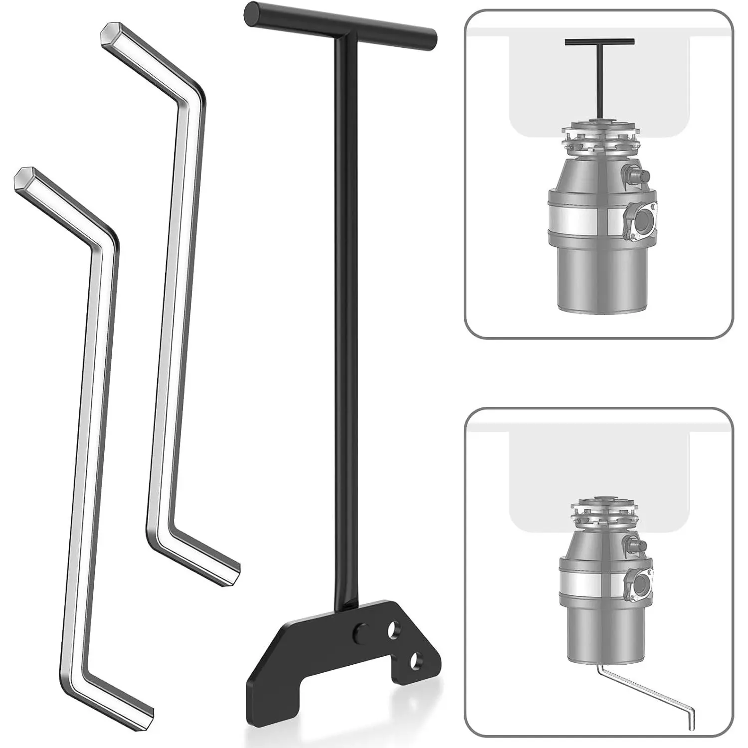 Garbage Disposal Wrench, Garbage Disposer Unjamming Wrench with 2 count Garbage Disposal Allen Wrench Tool, Designed to dislodge jams or clutter from above the sink -Black