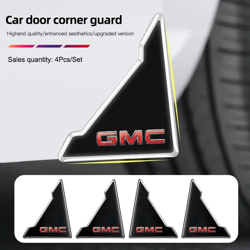 4PCS Car Door Anti-collision Corner Protectors Stickers For GMC Yukon Terrain Sierra Hummer Ev Canyon Acadia Savana Denali AT4