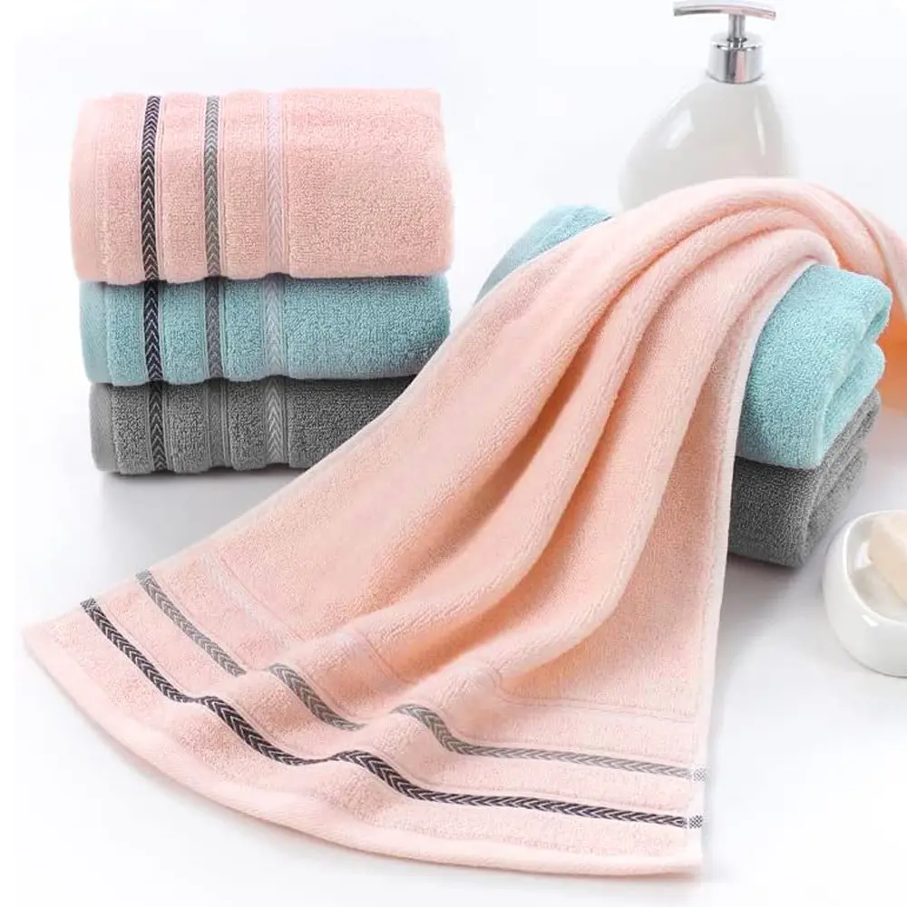 3 Pack Cotton Hand Towels Set | Soft super Absorbent Gradient Striped Face Towels, Premium Bathroom Towels for Gym Spa Daily Use， Reusable Microfiber Cloths