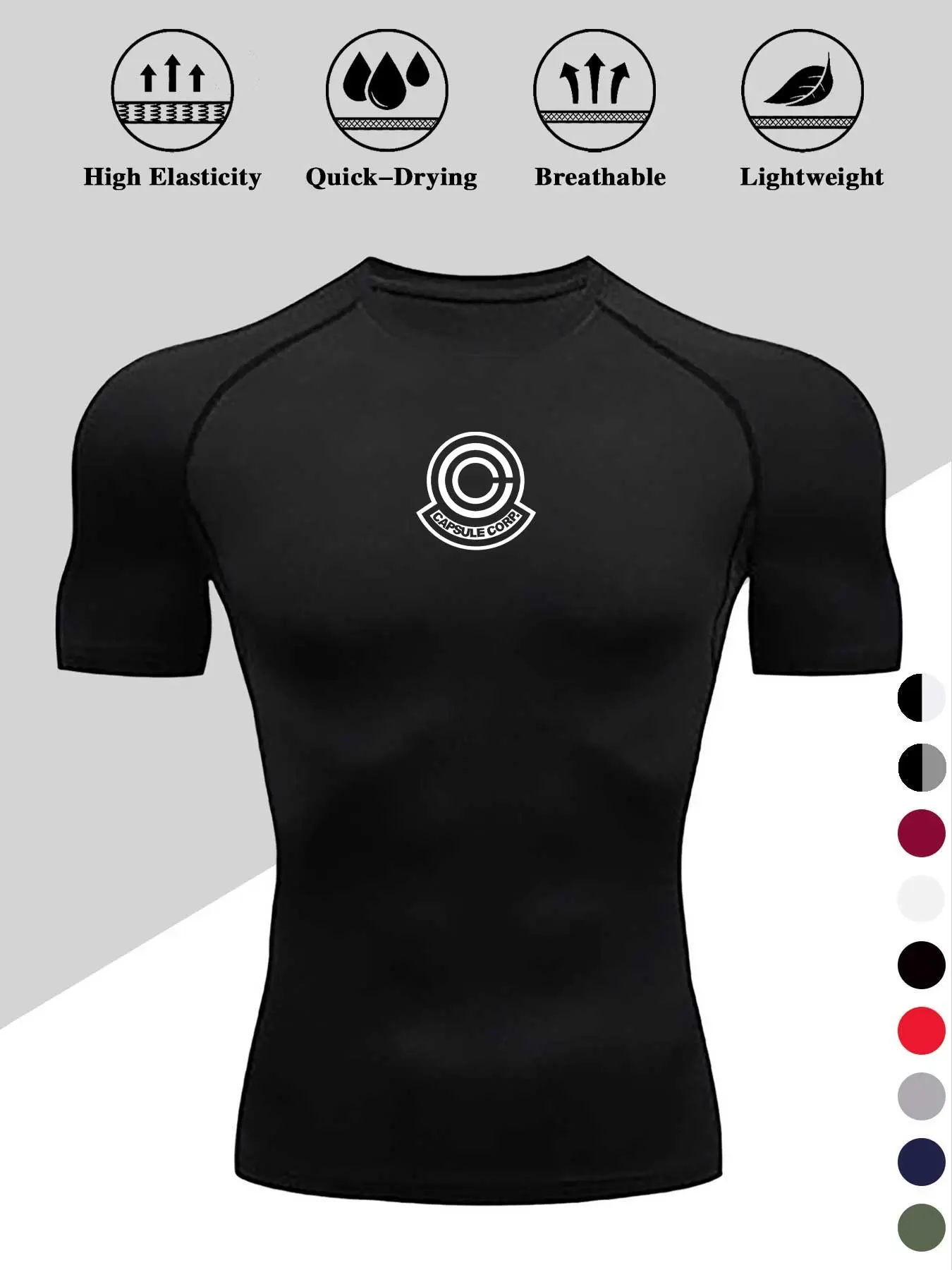 Men's Quick-Dry Tight-Fit Sports Shirt, Moisture-Wicking Training Top, Activewear, Classic Geometric Pattern, High Elasticity, Suitable for Various Activities
