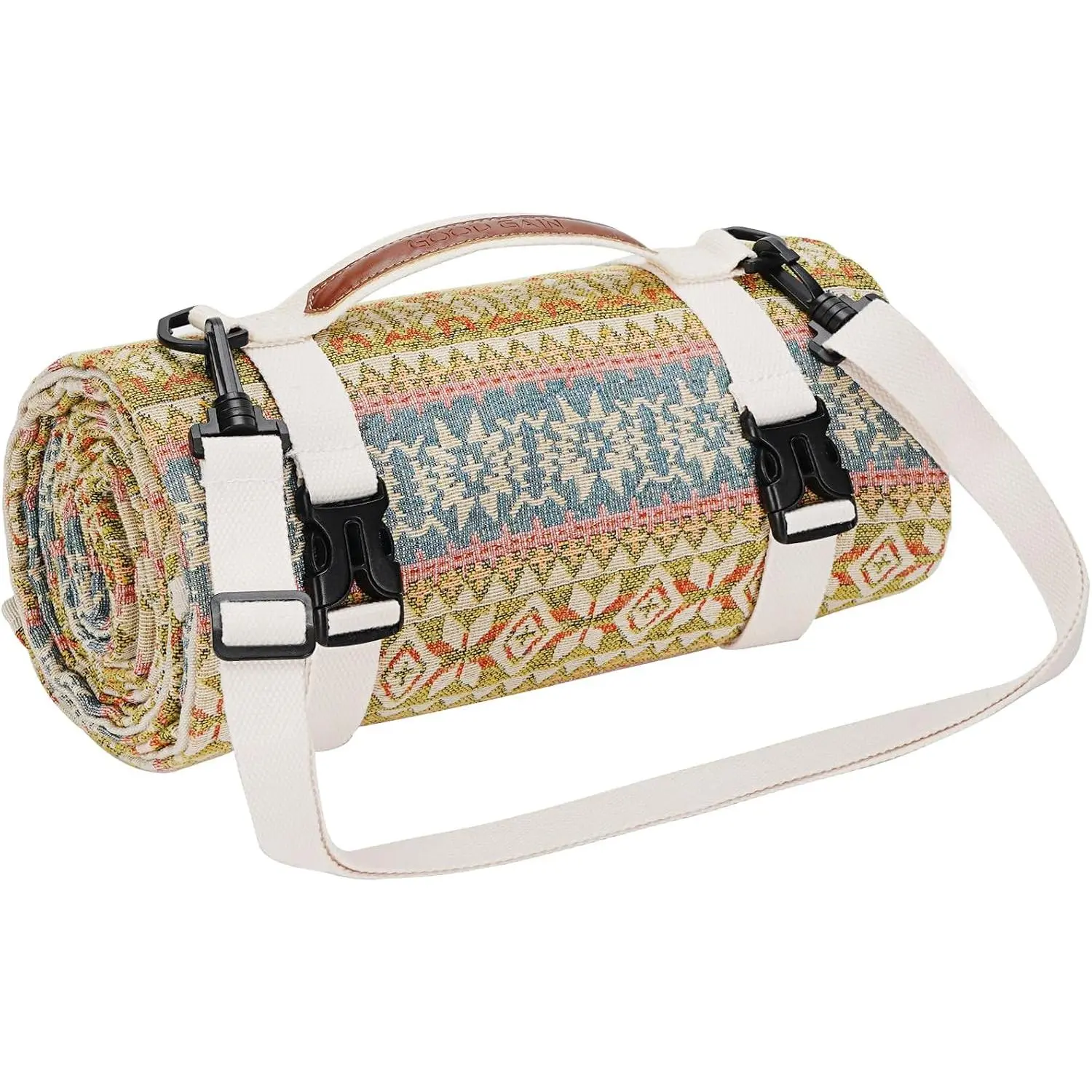 Picnic Blanket with Carry Strap, Machine Wash,Yellow | 6'7" × 4'11"‌ Picnic Mat Lare, with Sandproof Backin, for Park, rass, Campin, Hikin, Concert, Bohemian