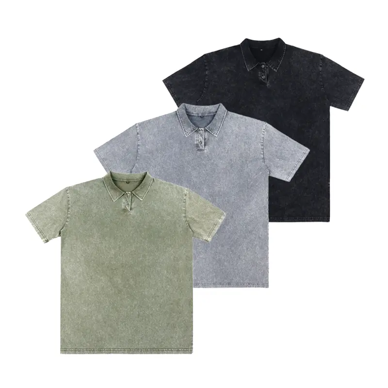 1/3 Pack Men's Oversized Vintage Washed Cotton Polo Shirt, Heavyweight Trendy Lapel Short Sleeve Tee, Casual Versatile Daily Street Top