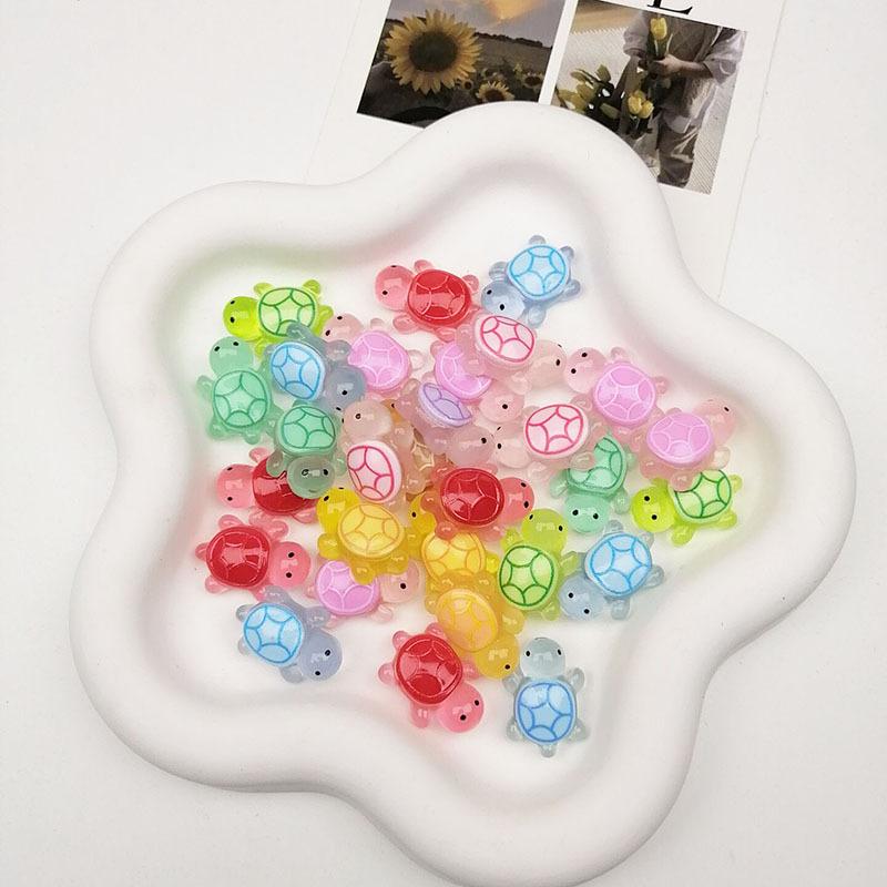 Night Glow Large Turtle+100pcs Mini Luminous Turtles Figurines Resin Craft Glowing Turtle Storage Ornament Landscape Desktop