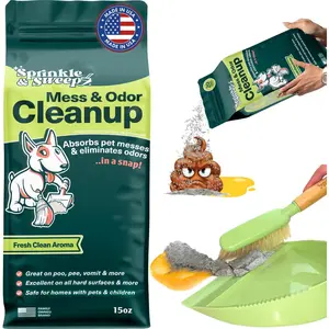 Pet Mess & Odor Cleanup Clumping Powder, 15oz Bag, Ultra-Absorbent, Removes Dog Accidents Pee Poop Vomit from Hard Surfaces