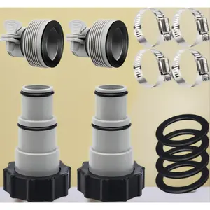4 Pack Above Ground Pool Adapter - 1.5" to 1.25" Hose Conversion Kit with Clamps & Washers for Intex Pumps