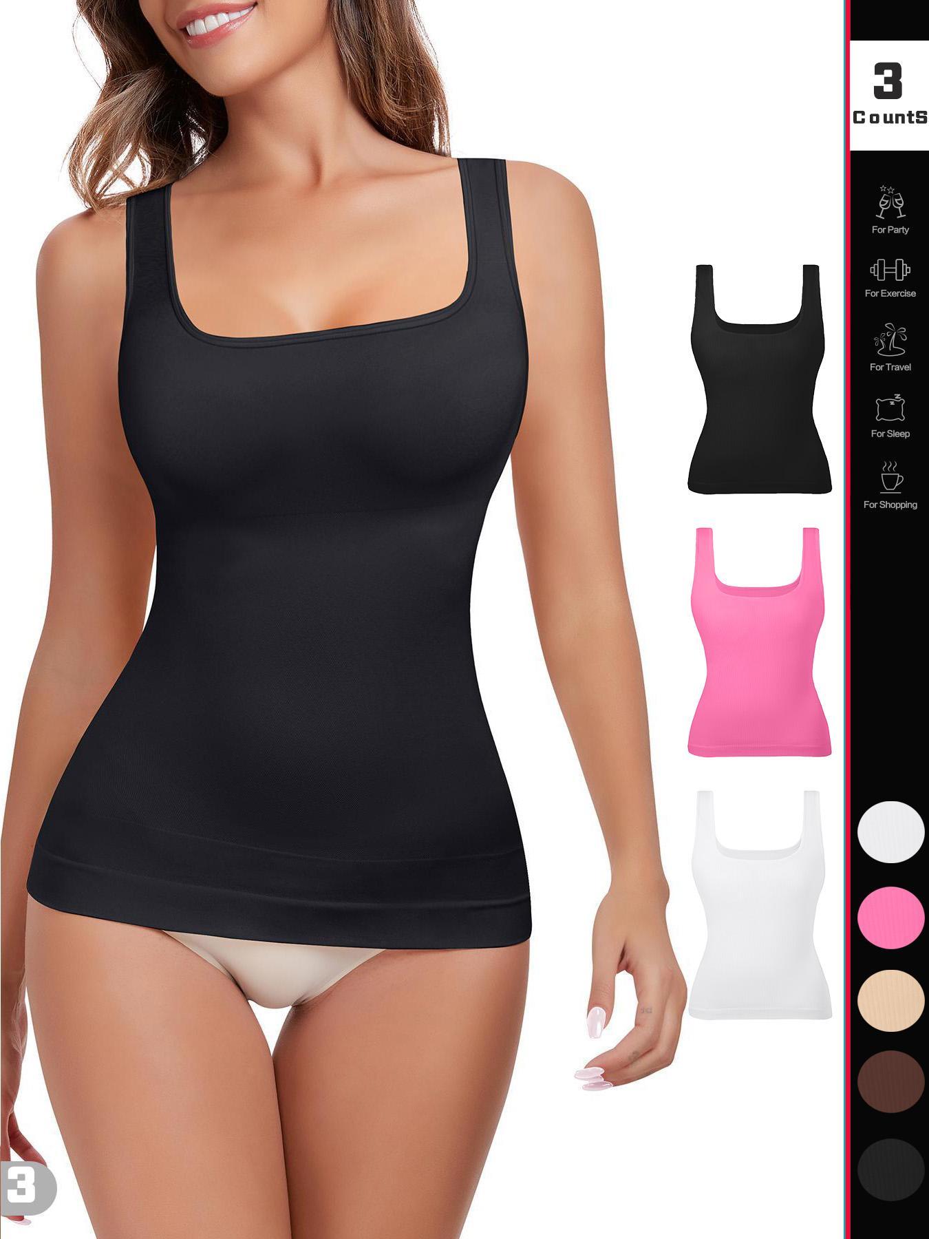 Women Tummy Control Shapewear Tank Tops Seamless Square Neck Smooth Compression Tops Slimming Body Shaper Camisole