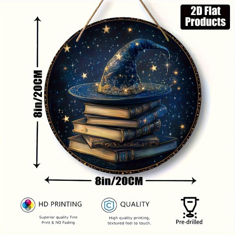 1PC Round Wooden Wall Decoration Magic Hat Theme, Suitable for Bars, Kitchens, Cafes, Home Living Rooms, Office Decorations, Holiday Gifts