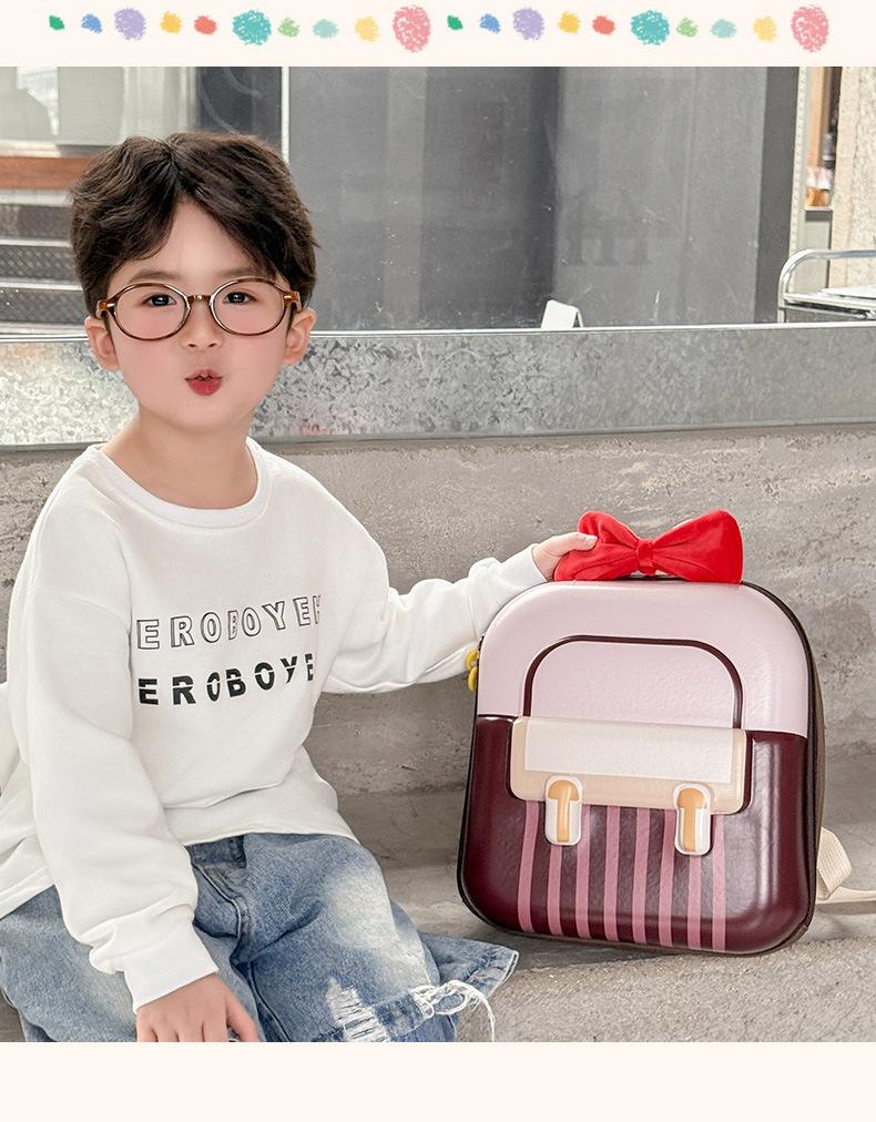 Kindergarten and primary school student backpack with sweet bow, lightweight eggshell double-shoulder bag for boys and girls, new trendy children's backpack