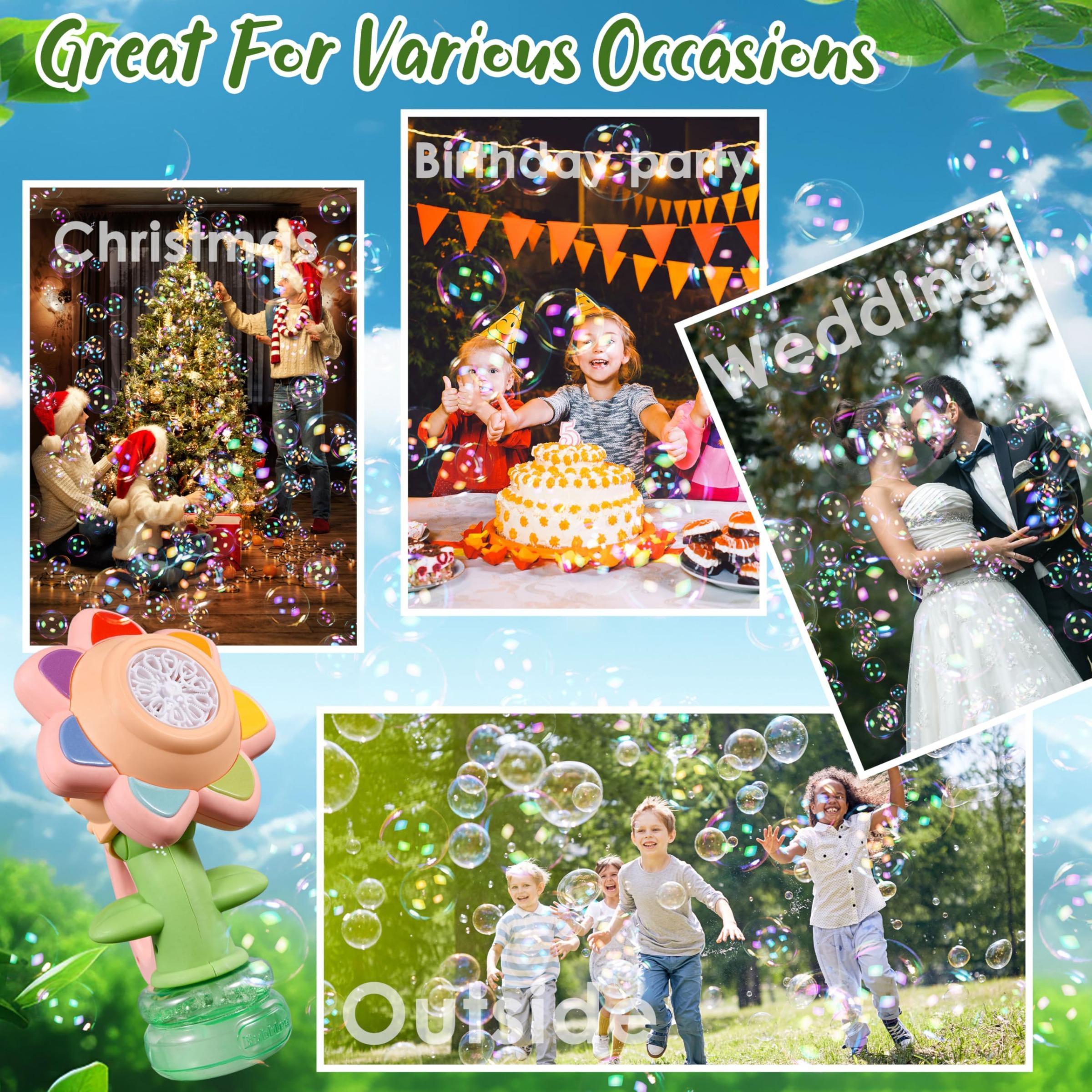 Sunflower Design Bubble Machine, Automatic Flower Bubble Maker Toy with Colorful Lights, Fun Outdoor Bubble Toy for Kids, Bubble Solution