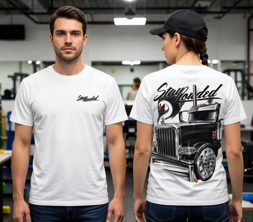 180g[100%cotton]TikTok Shop Deals Stay Loaded semi truck Graphic Tee (Viral) summer outfits classic 18 wheeler trucker printed top