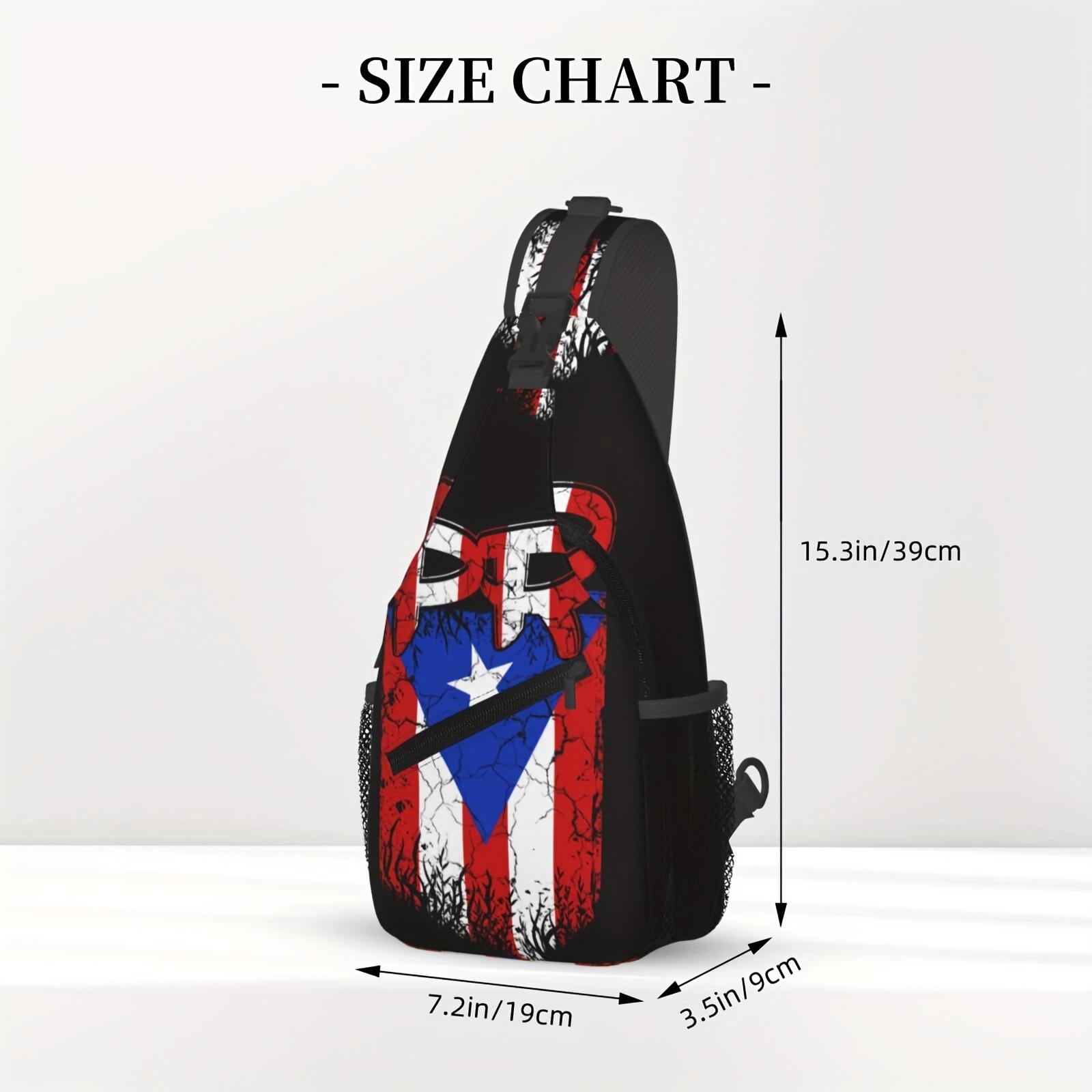 A Versatile Crossbody Chest  Featuring The Puerto Rico Flag, Perfect for Hiking  Other Activities. This Spacious  Stylish Shoulder  Is Durable  Ideal for Shopping, Work, Leisure Travel, Beach Outings bag and