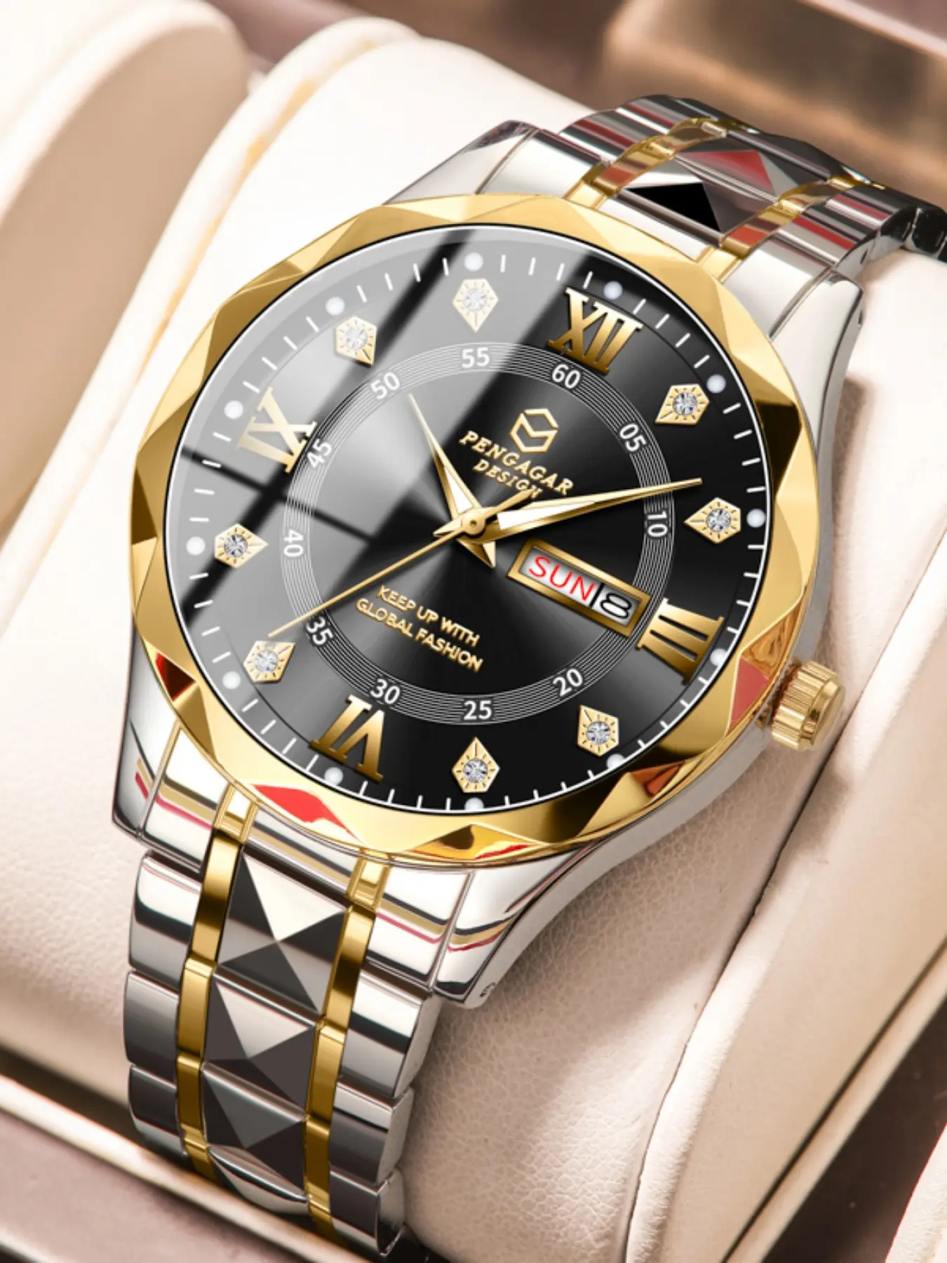 Men's Business Fashion Round Dial Analog Steel Quartz Watch, Fashion Watch for Party, Trendy All-match & Exquisite Watch with Box, Luminous Waterproof Watch, Fashion Wristwatch, Fashionable Party Watch