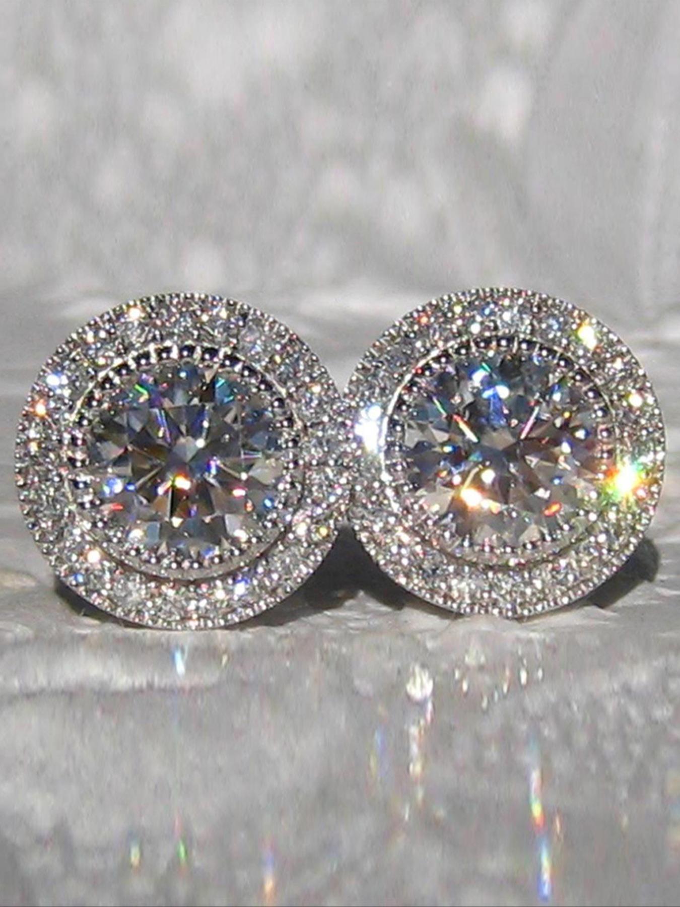 Elegant Rhinestone Decorated Stud Earrings, Stud Earring Jewelry, Fashionable Matching Earrings for Women, Daily Use, All-match Accessory, High Quality Earrings