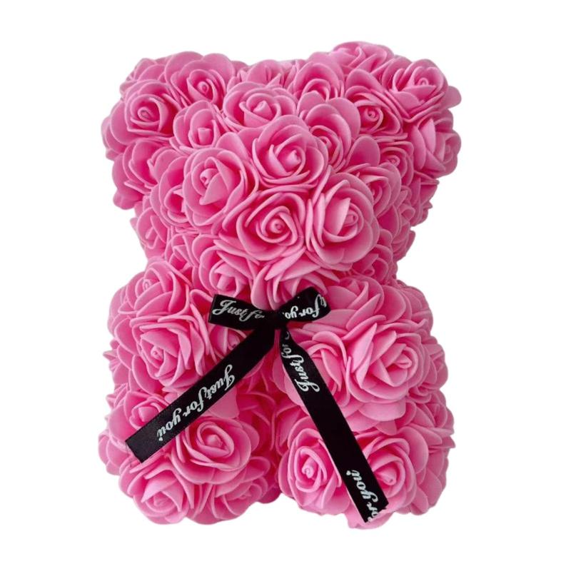 Rose Teddy Bear Design Ornament, 1 Count Artificial Rose Bear Gift, Home Decor for Living Room Bedroom Dining Room Wedding Party, Gift