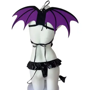 AniLV Anime Girl Little Devil Uniform Bat Wings Tail Outfits Halloween Cosplay Costume