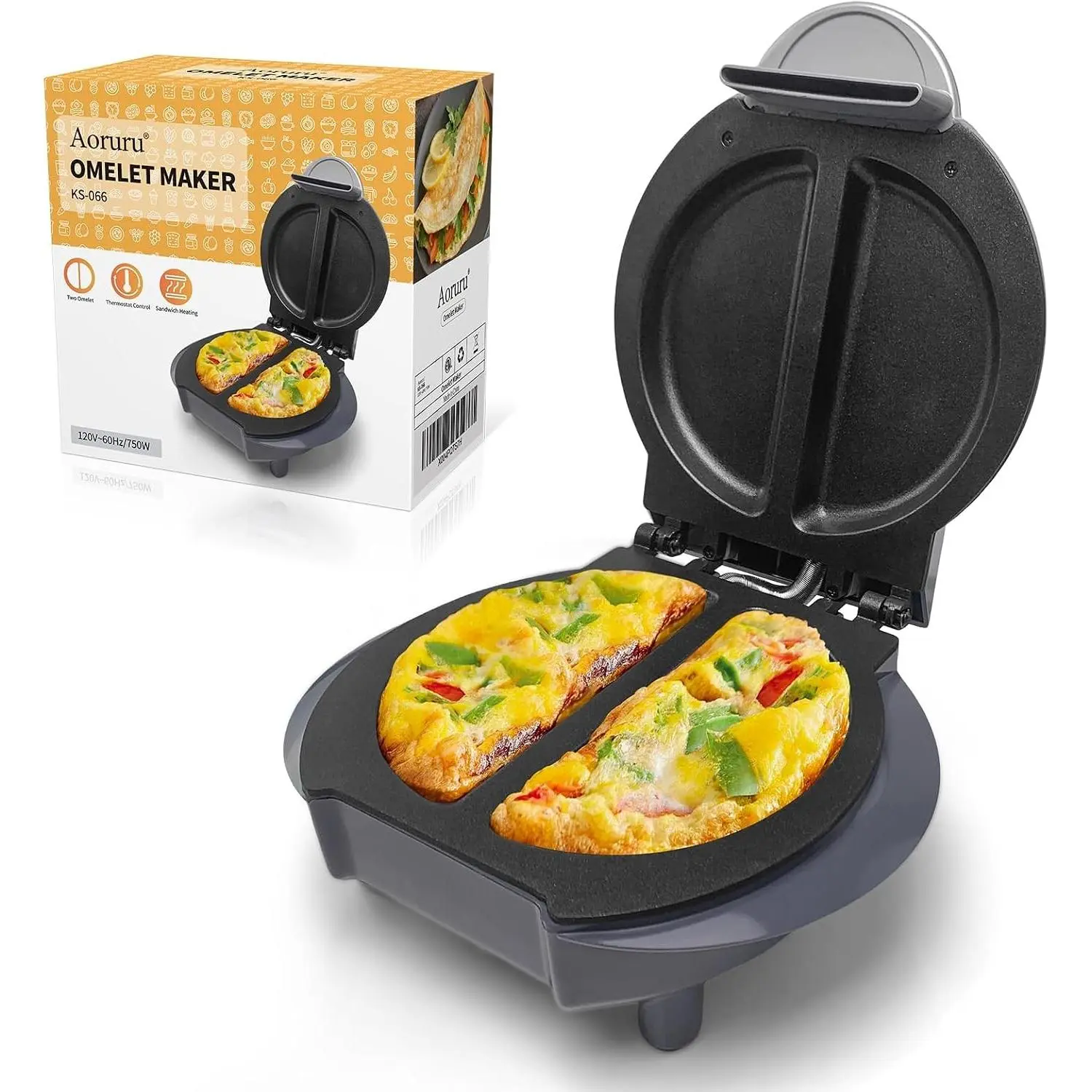 Electric Omelet Maker Frittata Snack Pocket Dessert Maker Non-Stick Stainless Steel 6.5"