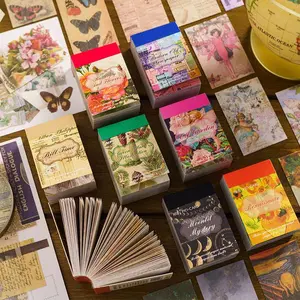 Mini Material Book Pack of 100, Scrapbook Materials, Random Colors, Retro Collage Handmade Decoration Paper, Memory Collection Series