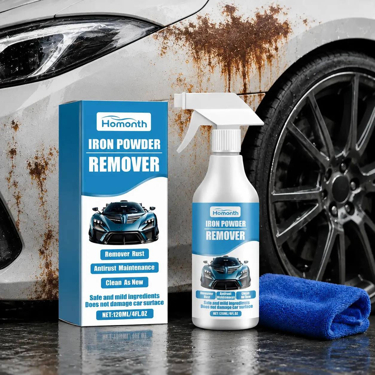 Automotive Rust Remover Spray Acting Iron Rust Cleaner for Wheels Rims Metal Surfaces Car Detailing Products Detailing Products   Car Detailing, Detailing Products Chemicals - Safe for Most Automotive Finishes, Cars, Motorcycles